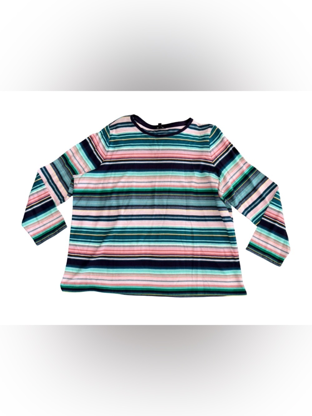 Talbots Woman Petites 100% Cotton Striped Long Sleeve Top Sz. 2XP Multicolor NWT